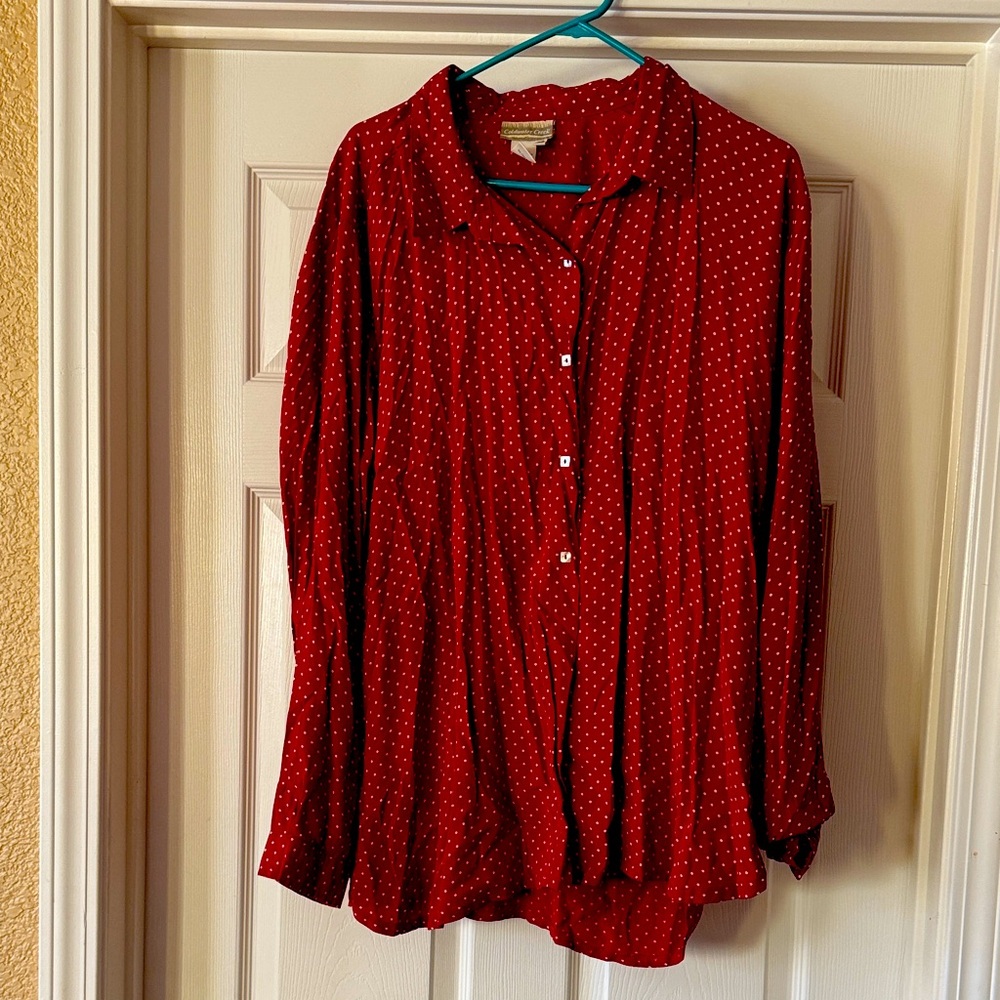 Coldwater Creek Red Button Down Shirt